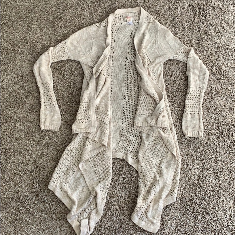 Tan lacy flowy Cardigan